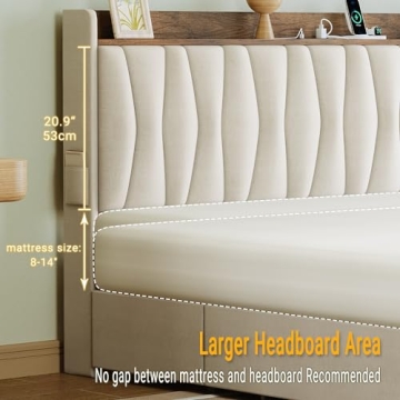 ANCTOR King Size Storage Bed Frame with Charging Station
