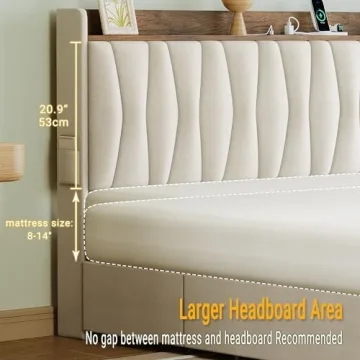 ANCTOR King Size Storage Bed Frame with Charging Station