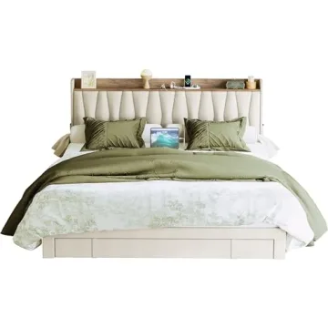 ANCTOR King Size Storage Bed Frame with Charging Station
