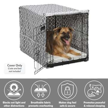 MidWest Homes for Pets Dog Crate Cover, Privacy Dog Crate Cover Fits Midwest Dog Crates, Crate Cover Only; Machine Wash & Dry; Gray Geo Print; 36 inch