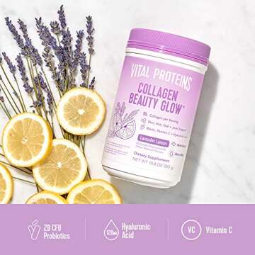 Vital Proteins Collagen Beauty Glow, Marine-Based Collagen Peptides Supplement - 10g of Collagen Per Serving - Hyaluronic Acid & Biotin & Vitamin C - Lavender Lemon 10.8oz