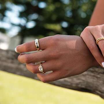 Aurelia Mae Baguette Dome Ring | CZ Set Gold Dome Ring | CZ Stacking Thick Band Size 4