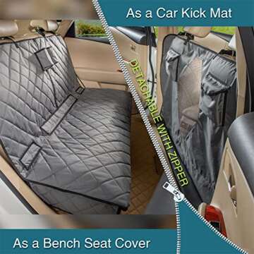 YEENIS Car Seat Cover for Dogs All Covered Back Seat Cover with Mesh Window, Bench and Hammock Seat Cover Combination Detachable Pet Seat Cover Suitable for Most Vehicles (Grey, X-Large)