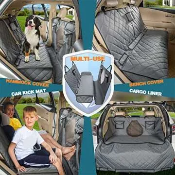 YEENIS Car Seat Cover for Dogs All Covered Back Seat Cover with Mesh Window, Bench and Hammock Seat Cover Combination Detachable Pet Seat Cover Suitable for Most Vehicles (Grey, X-Large)