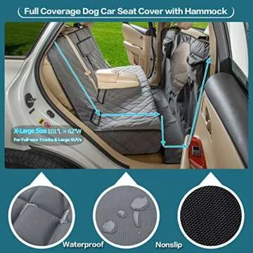 YEENIS Car Seat Cover for Dogs All Covered Back Seat Cover with Mesh Window, Bench and Hammock Seat Cover Combination Detachable Pet Seat Cover Suitable for Most Vehicles (Grey, X-Large)
