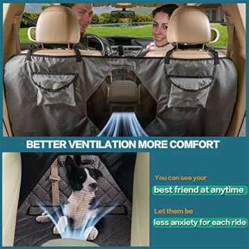 YEENIS Car Seat Cover for Dogs All Covered Back Seat Cover with Mesh Window, Bench and Hammock Seat Cover Combination Detachable Pet Seat Cover Suitable for Most Vehicles (Grey, X-Large)