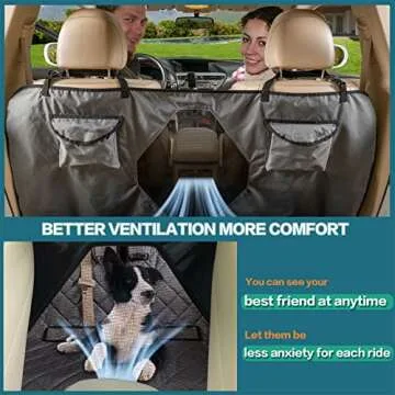 YEENIS Car Seat Cover for Dogs All Covered Back Seat Cover with Mesh Window, Bench and Hammock Seat Cover Combination Detachable Pet Seat Cover Suitable for Most Vehicles (Grey, X-Large)
