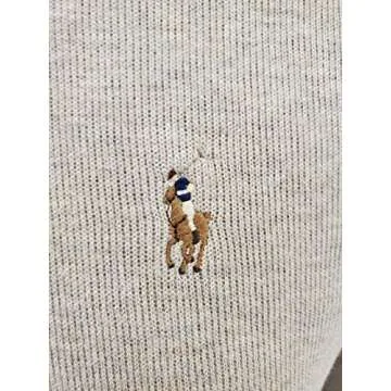 POLO RALPH LAUREN Mens Pullover Half Zip French Rib Cotton Sweater (X-Large, Beige Heather (Multi-Colored Pony))