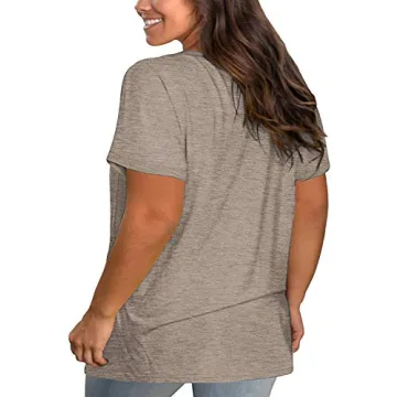 Plus Size Casual V Neck Tee Shirt for Summer