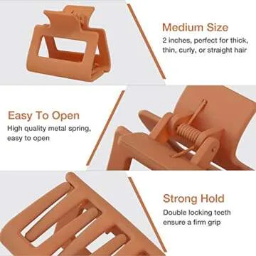 Molizummy 12 PCS Hair Clips, 2.4 Inch Hair Claw Clips for Thin Hair, Square Claw Clips Noslip Matte Hair Clips, Cute Small Hair Clips for Girls, Strong Hold Hair Clips for Women Thick Hair