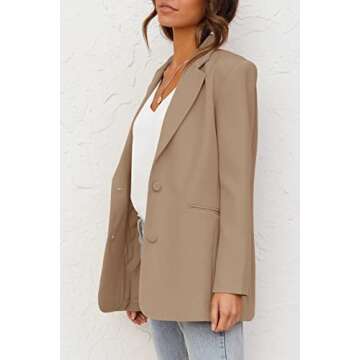 Women's Casual Blazers Long Sleeve Oversized Open Front Business Lapel Button Work Office Jackets