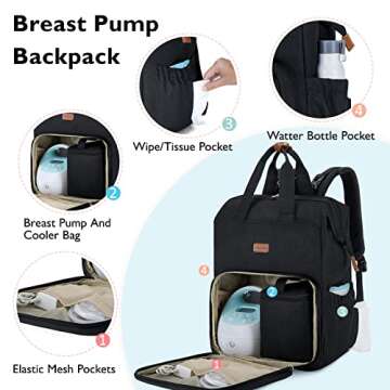 mommore Breast Pump Backpack for Spectra S1,S2 Medela Diaper Bag Backpack for Working Moms with 15.6...