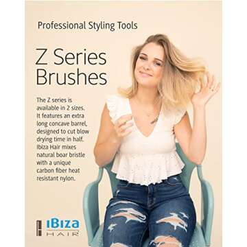 Ibiza Hair Boar Bristle Concave Barrel Brush (Z4-65mm) | Hybrid Boar & Heat Resistant Nylon Bristles...