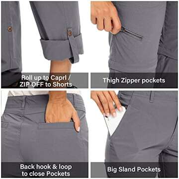 Convertible Women's Hiking Pants Quick Dry UPF 40 Capris