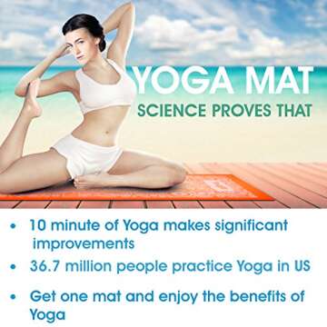 Yes4All Premium PVC Exercise Yoga Mat Printed Design – Printed Yoga Mat Thin Non Slip for Workout, Pilates – Yoga Floor Mat with Design (3mm, Paisley Punch Orange)