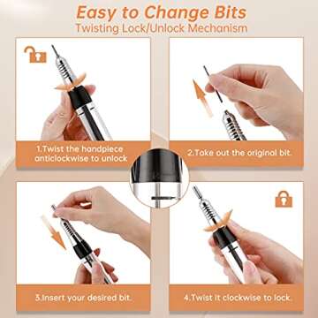 35000RPM Acrylic Nail Drill Machine, Professional E-File Drill Machine for Acrylic Nails, Electric Nail Drill for Manicure Gel Remove, Portable Electric Manicure/Pedicure Tool Kit with Foot Pedal