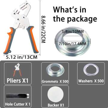BIZOEPRO Grommet Tool Kit - 500 Pcs of Grommets Included