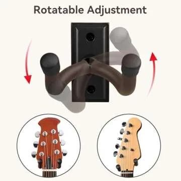 DIDA Guitar Wall Mount, Solid Wood Guitar Hanger for Acoustic and Electric Guitars (2 Pack, Blackwoo...