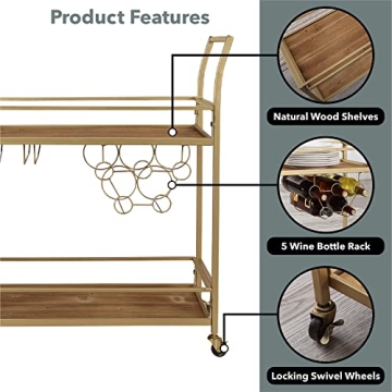 FirsTime & Co. Francesca Bar Cart - Mobile Stylish Mini Bar