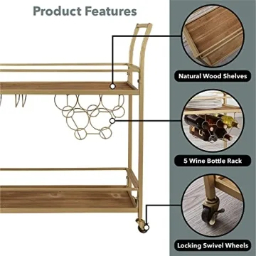 FirsTime & Co. Francesca Bar Cart - Mobile Stylish Mini Bar