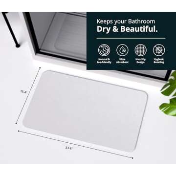 EARTHSTONE - Stone Bath Mat, Natural Stone Bathroom Mat, Ultra-Absorbent Diatomite Stone Bath Mat, Non-Slip Stone Drying Mat, Diatomaceous Earth Bath Mat (Summit)