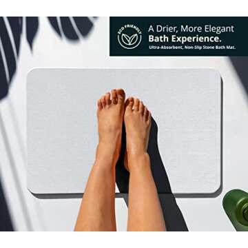 EARTHSTONE - Stone Bath Mat, Natural Stone Bathroom Mat, Ultra-Absorbent Diatomite Stone Bath Mat, Non-Slip Stone Drying Mat, Diatomaceous Earth Bath Mat (Summit)