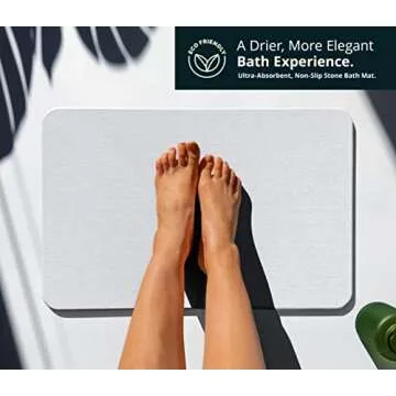 EARTHSTONE - Stone Bath Mat, Natural Stone Bathroom Mat, Ultra-Absorbent Diatomite Stone Bath Mat, Non-Slip Stone Drying Mat, Diatomaceous Earth Bath Mat (Summit)