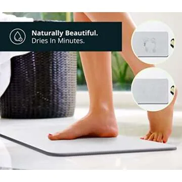 EARTHSTONE - Stone Bath Mat, Natural Stone Bathroom Mat, Ultra-Absorbent Diatomite Stone Bath Mat, Non-Slip Stone Drying Mat, Diatomaceous Earth Bath Mat (Summit)