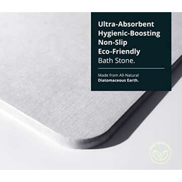 EARTHSTONE - Stone Bath Mat, Natural Stone Bathroom Mat, Ultra-Absorbent Diatomite Stone Bath Mat, Non-Slip Stone Drying Mat, Diatomaceous Earth Bath Mat (Summit)