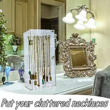 Elegant Acrylic Necklace Holder Organizer with 24 Hooks