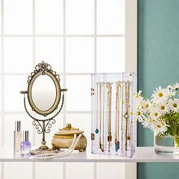 Elegant Acrylic Necklace Holder Organizer with 24 Hooks