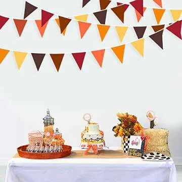 32Ft Autumn Pennant Garland for Thanksgiving and Fall Parties