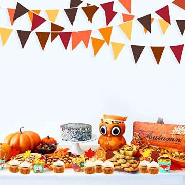 32Ft Fall Banner Decorations Triangle Flag Fabric Pennant Garland Bunting for Happy Fall Decor Thanksgiving Day Harvest Autumn Wedding Birthday Party Home Outdoor Garden Hanging Decoration (36Pcs)