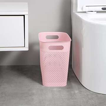 UUJOLY Plastic Trash Can Wastebasket, Garbage Container Basket for Bathrooms, Kitchens, Offices, Kids Rooms (Pink, 3 Gallon), 1 Pack