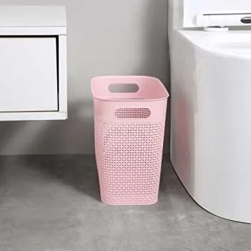 UUJOLY Plastic Trash Can Wastebasket, Garbage Container Basket for Bathrooms, Kitchens, Offices, Kids Rooms (Pink, 3 Gallon), 1 Pack