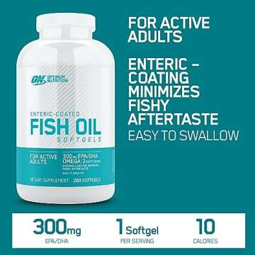 Optimum Nutrition Omega 3 Fish Oil, 300MG, Brain Support Supplement, 200 Softgels (Packaging May Vary)