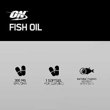 Optimum Nutrition Omega 3 Fish Oil, 300MG, Brain Support Supplement, 200 Softgels (Packaging May Vary)