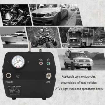 RTrhinoTuning Automotive Smoke Machine Leak Detector with Built-in Air Pump, Pressure Gauge and Low Oil Light, Fuel Tank System Leakage Tester for All 12V Vehicles