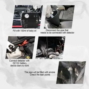 RTrhinoTuning Automotive Smoke Machine Leak Detector with Built-in Air Pump, Pressure Gauge and Low Oil Light, Fuel Tank System Leakage Tester for All 12V Vehicles