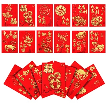 36pcs Chinese Red Envelopes, 3.1x4.7inch Chinese Lunar New Year Red Envelopes Lucky Money Pockets Ho...