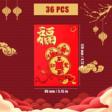 36PCS Chinese Red Envelopes for Festive Gifting