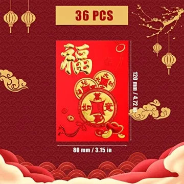 36PCS Chinese Red Envelopes for Festive Gifting