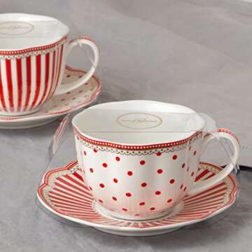 Grace Teaware Red Dot 9-Ounce Tea/Coffee Cup Set