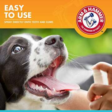 Arm & Hammer for Pets Dog Oral Care Spray - Fresh Breath & Teeth Cleaning Spray - Pet Breath Freshener - Reduce Plaque & Tartar Buildup - Healthy Mouth Hygiene Solution for Dogs - Mint Flavor, 4 Oz