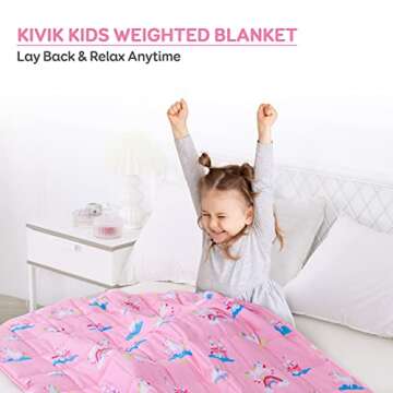 Kivik Weighted Blanket 3lbs,Unicorn Heavy Blanket Throw, Small Weighted Cooling Blankets 3 Pounds, Cute Blanket for All-Season, 36x48 Inches Pink