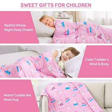 Kivik Weighted Blanket 3lbs,Unicorn Heavy Blanket Throw, Small Weighted Cooling Blankets 3 Pounds, Cute Blanket for All-Season, 36x48 Inches Pink