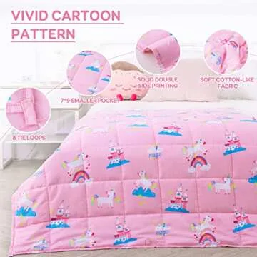 Kivik Weighted Blanket 3lbs,Unicorn Heavy Blanket Throw, Small Weighted Cooling Blankets 3 Pounds, Cute Blanket for All-Season, 36x48 Inches Pink