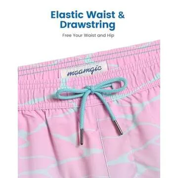 maamgic 2 in 1 Mens Swim Trunks 7 Inch Swim Shorts Swim Suits Board Shorts Gradient Water Ripple-Pink Blue X-Large