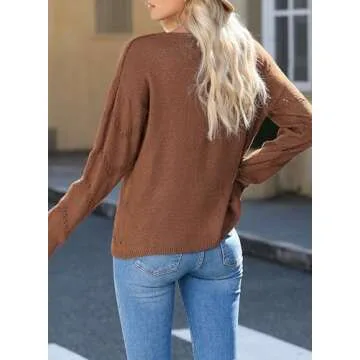 EVALESS Women's Stylish Crochet Sweater for Fall 2024