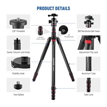 Neewer 79 Inches Carbon Fiber Tripod - Lightweight & Versatile